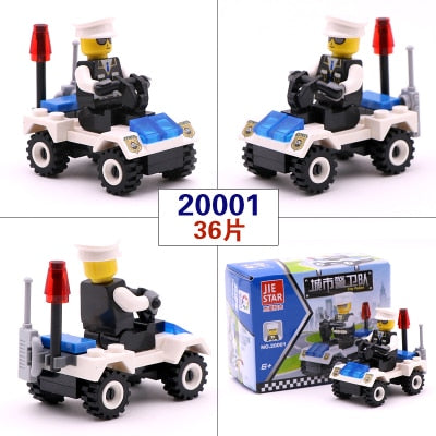 City Series PoliceCar Fighter mini Educational Building Blocks Toys