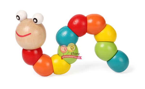 Colorful Wooden Worm Puzzles Kids Learning Educational Didactic
