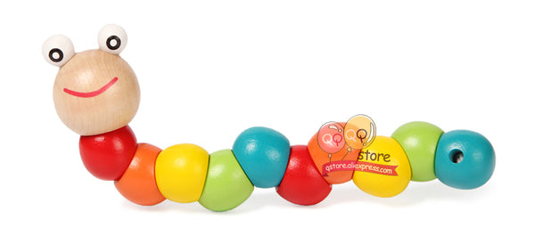 Colorful Wooden Worm Puzzles Kids Learning Educational Didactic
