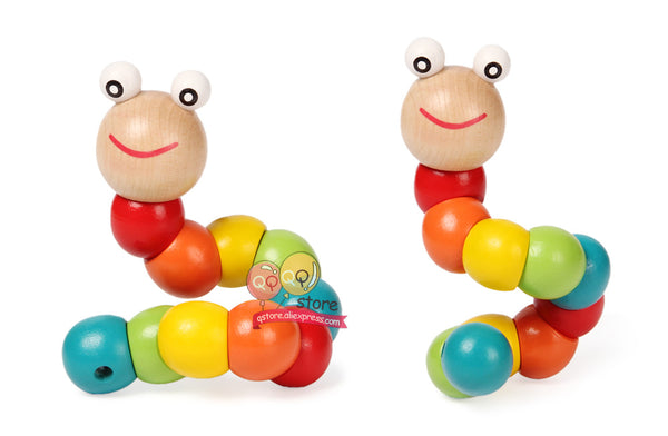 Colorful Wooden Worm Puzzles Kids Learning Educational Didactic