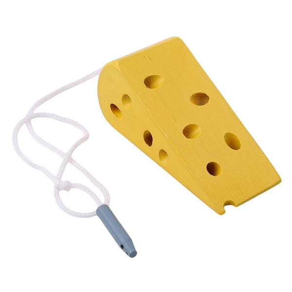 Wooden Education Baby Kindergarten Mouse Thread Cheese Plaything Early Learning Education